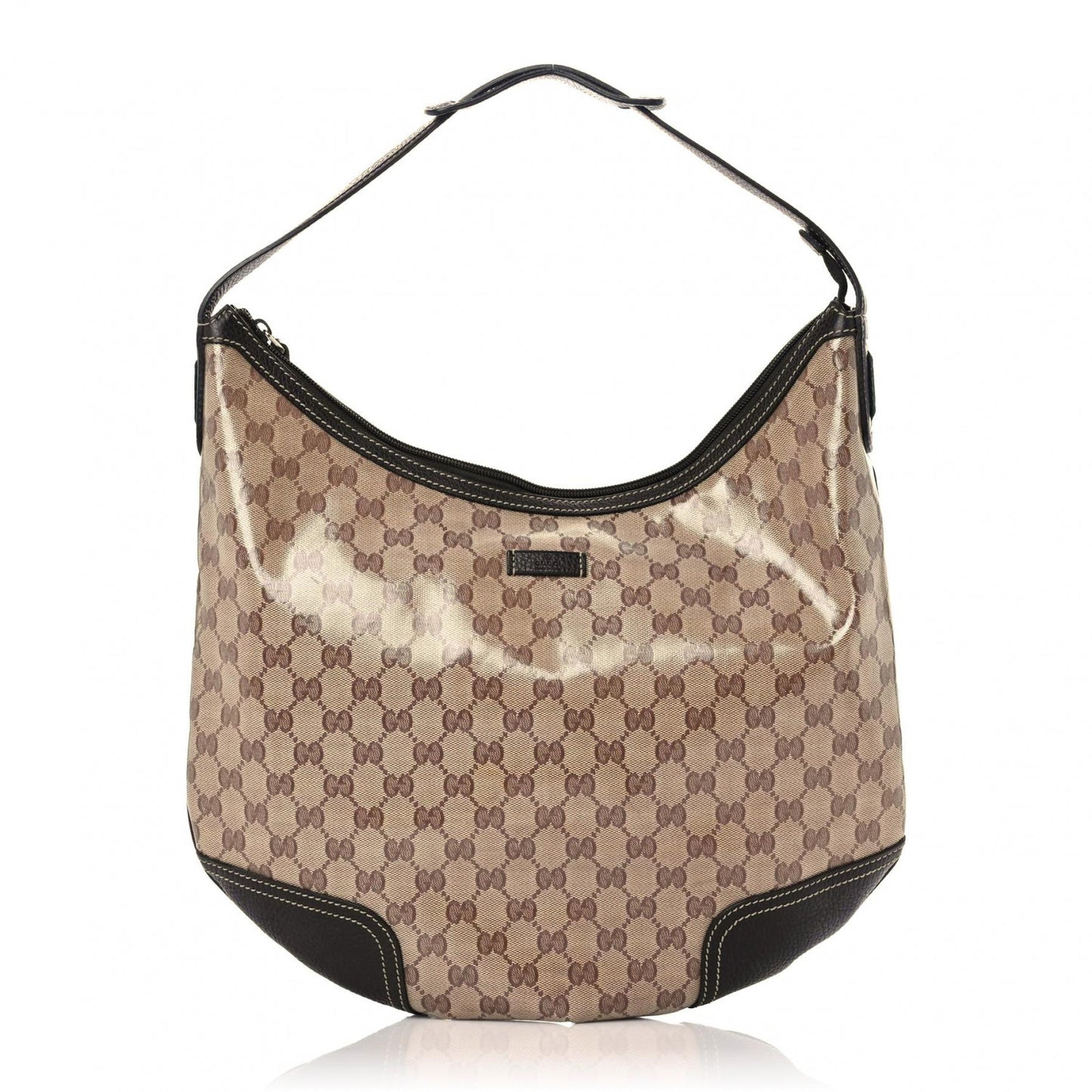Crystal Monogram Large Princy Hobo Dark Brown