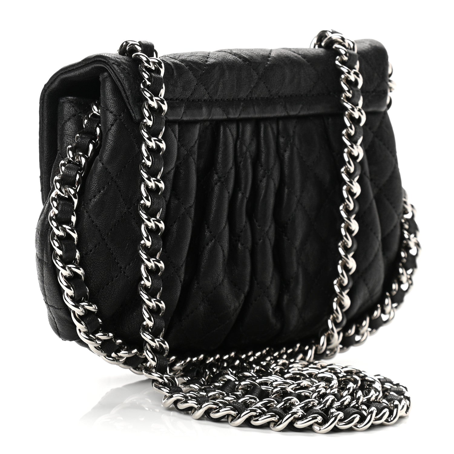 Chanel Washed Lambskin Quilted Medium Chain Around Flap Black 3 of 10