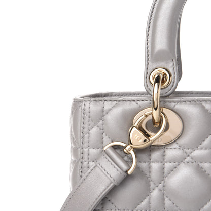 Christian Dior Pearly Lambskin Cannage Medium Lady Dior Grey 11 of 13