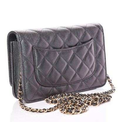 Chanel Iridescent Caviar Quilted Wallet On Chain WOC Black 3 of 11