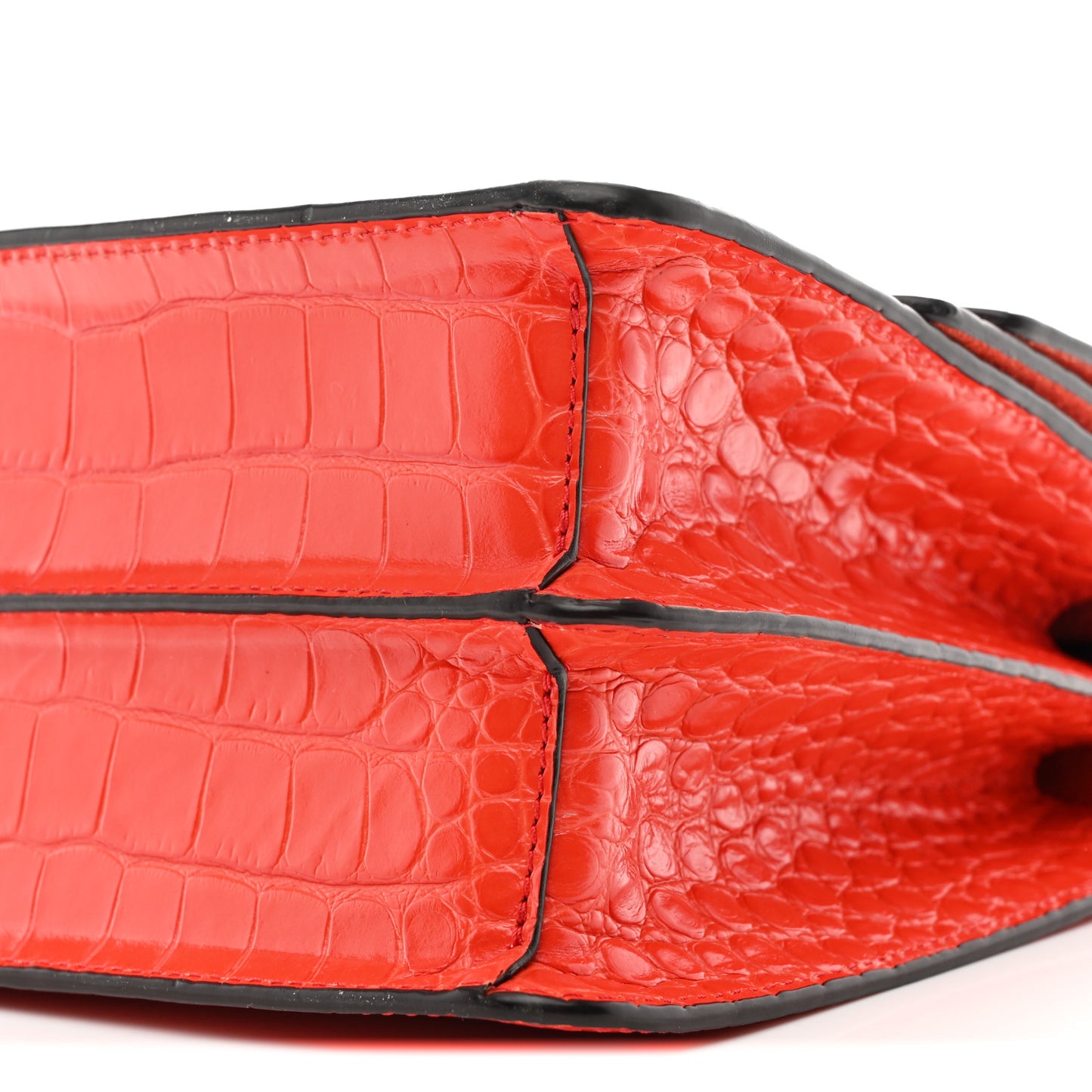 Calfskin Crocodile Embossed Medium Harlow Satchel Orange