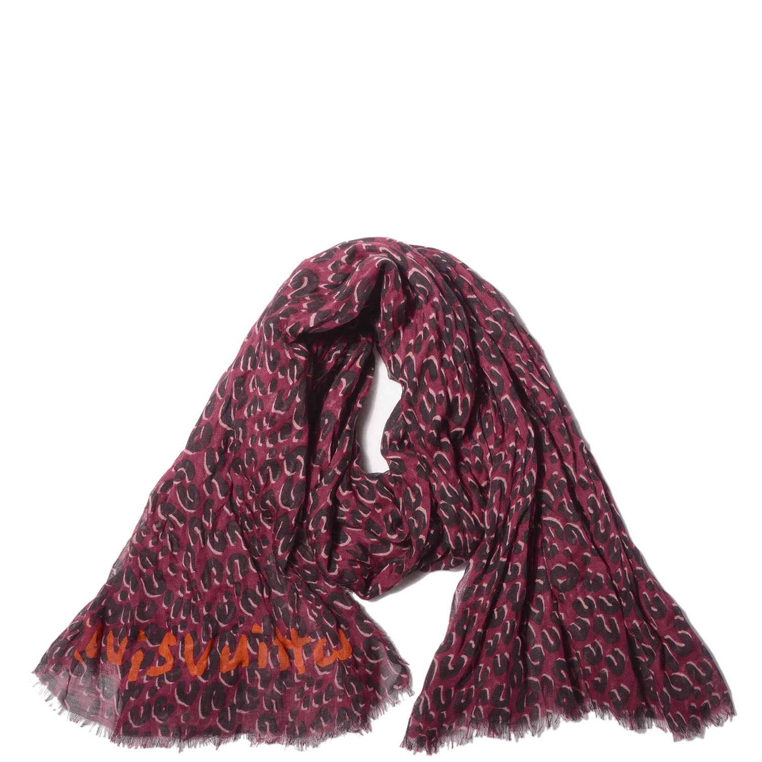 Louis Vuitton Cashmere Silk Leopard Stole Prune 3 of 6