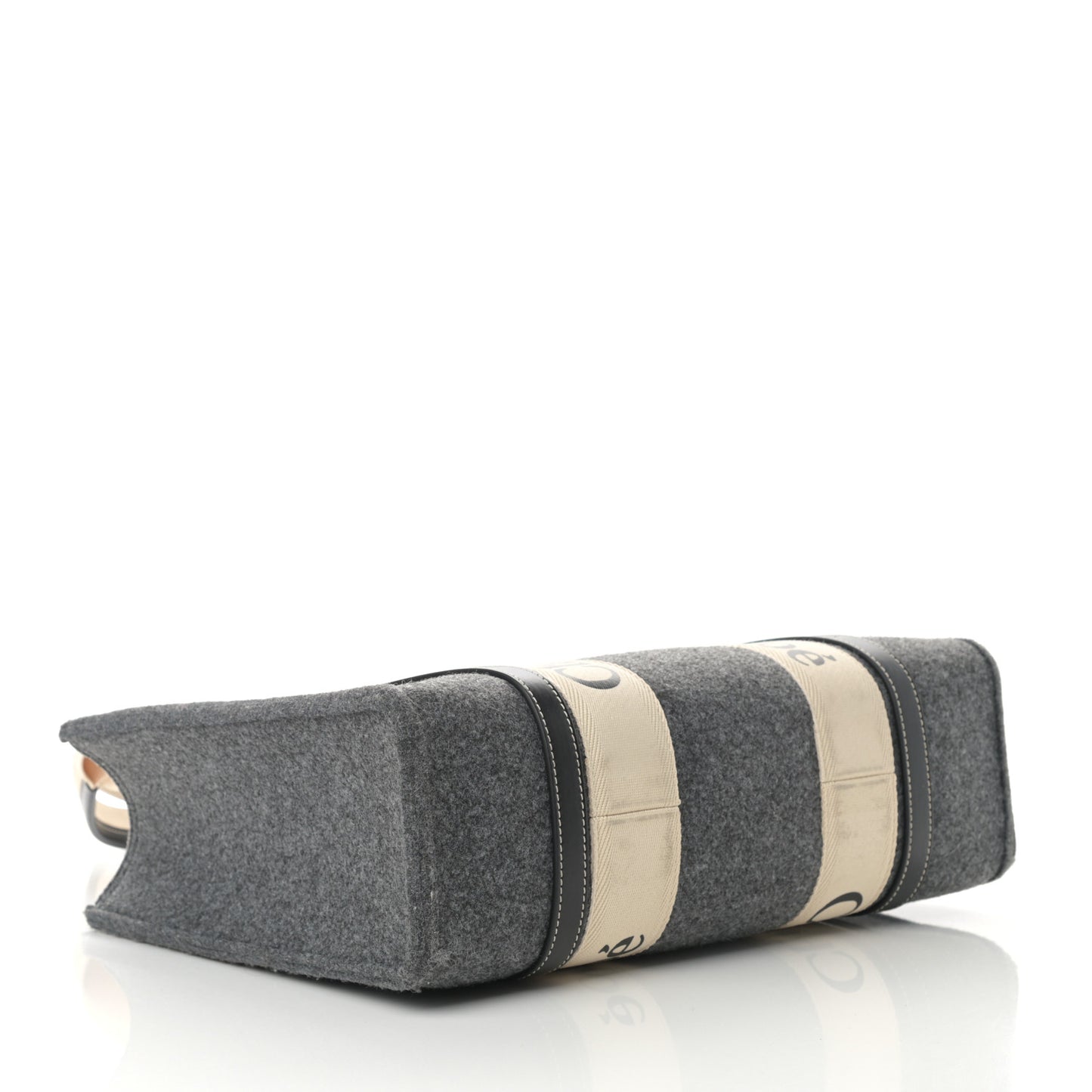 Felt Shiny Calfskin Medium Woody Ribbon Tote Cashmere Gray