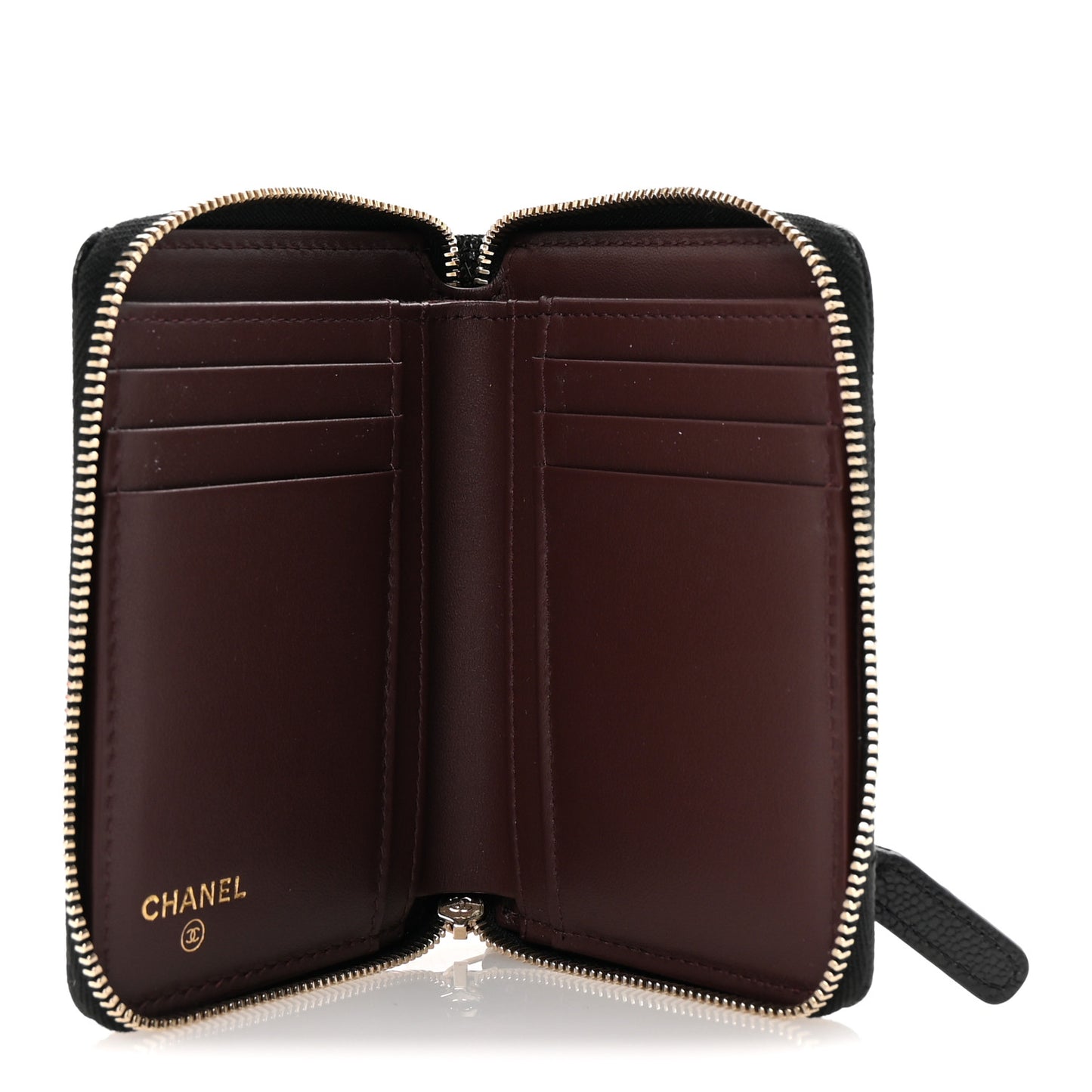 Caviar Quilted Small Zip Around Wallet Black