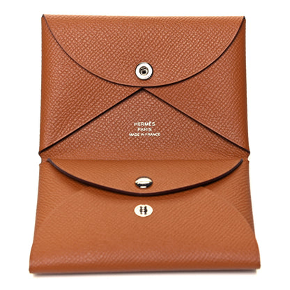 Hermes Epsom Calvi Duo Card Case Gold 5 of 7