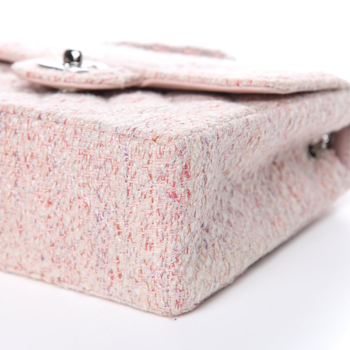 Tweed Square Mini Flap Pink