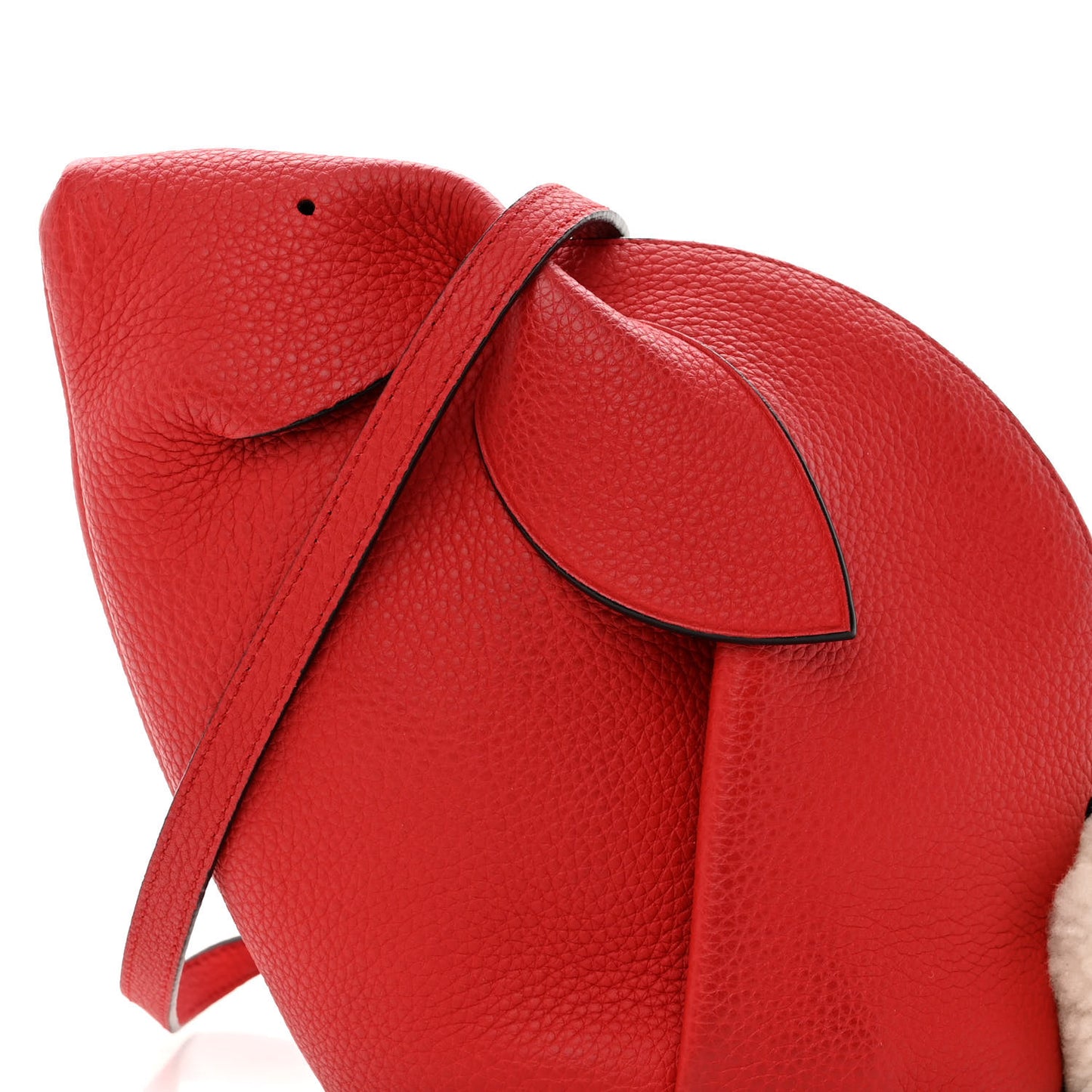 Calfskin Shearling Mini Bunny Crossbody Bag Red