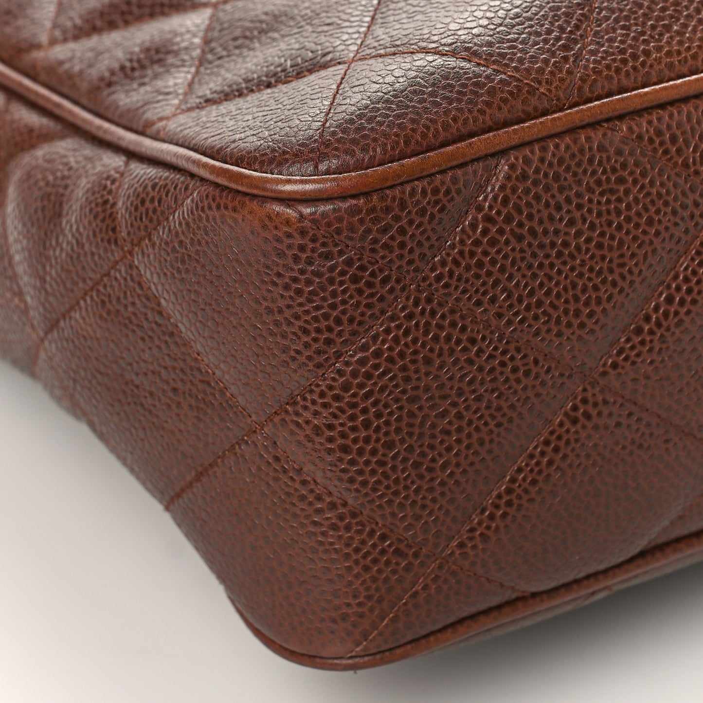 Caviar Quilted Camera Case Brown