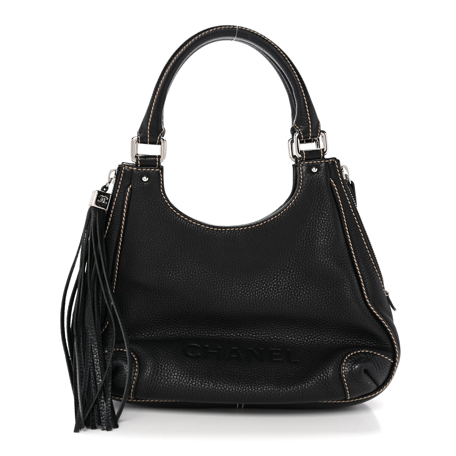 Chanel Grained Calfskin Tassel Hobo Black 1 of 14