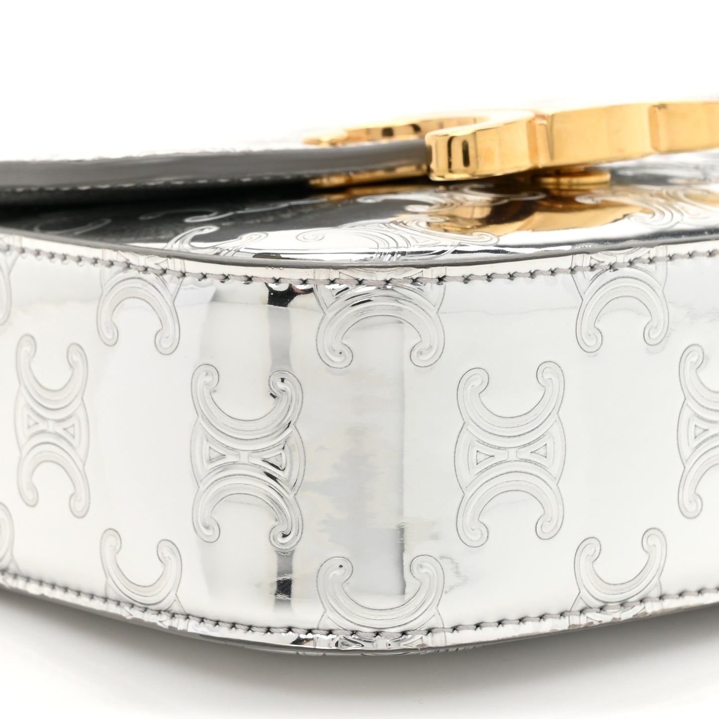 Mirror Calfskin Triomphe Embossed Mini Claude Silver