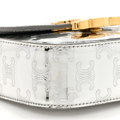 Celine Mirror Calfskin Triomphe Embossed Mini Claude Silver 10 of 11