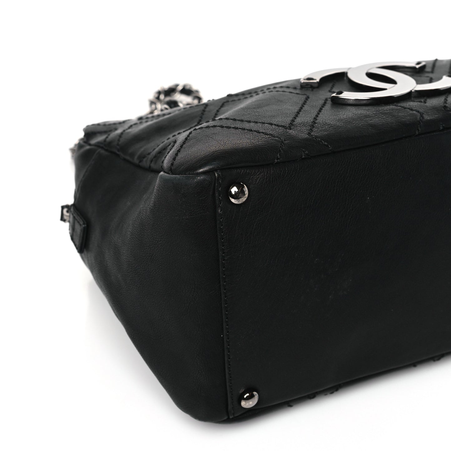Calfskin Small Diamond Stitch Tote Black