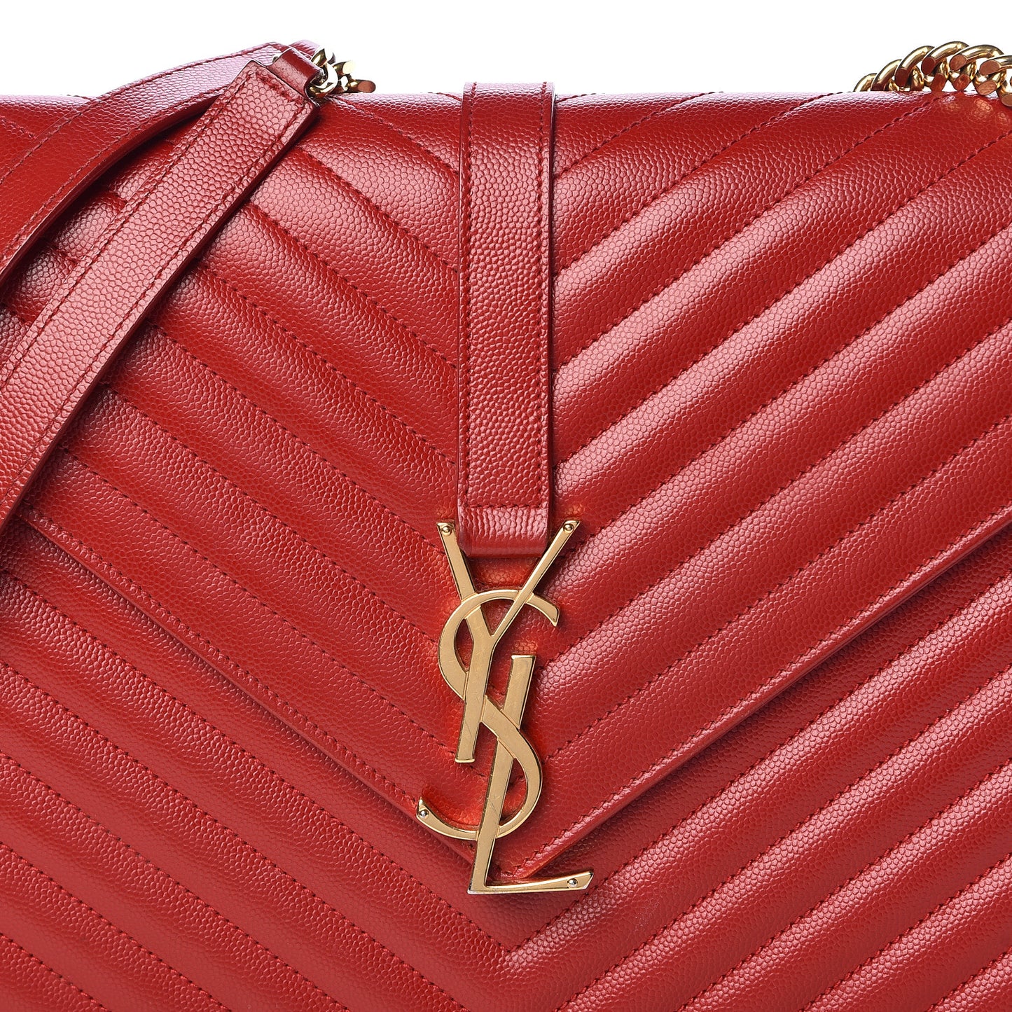 Grain De Poudre Matelasse Chevron Large Monogram Satchel Lipstick Red