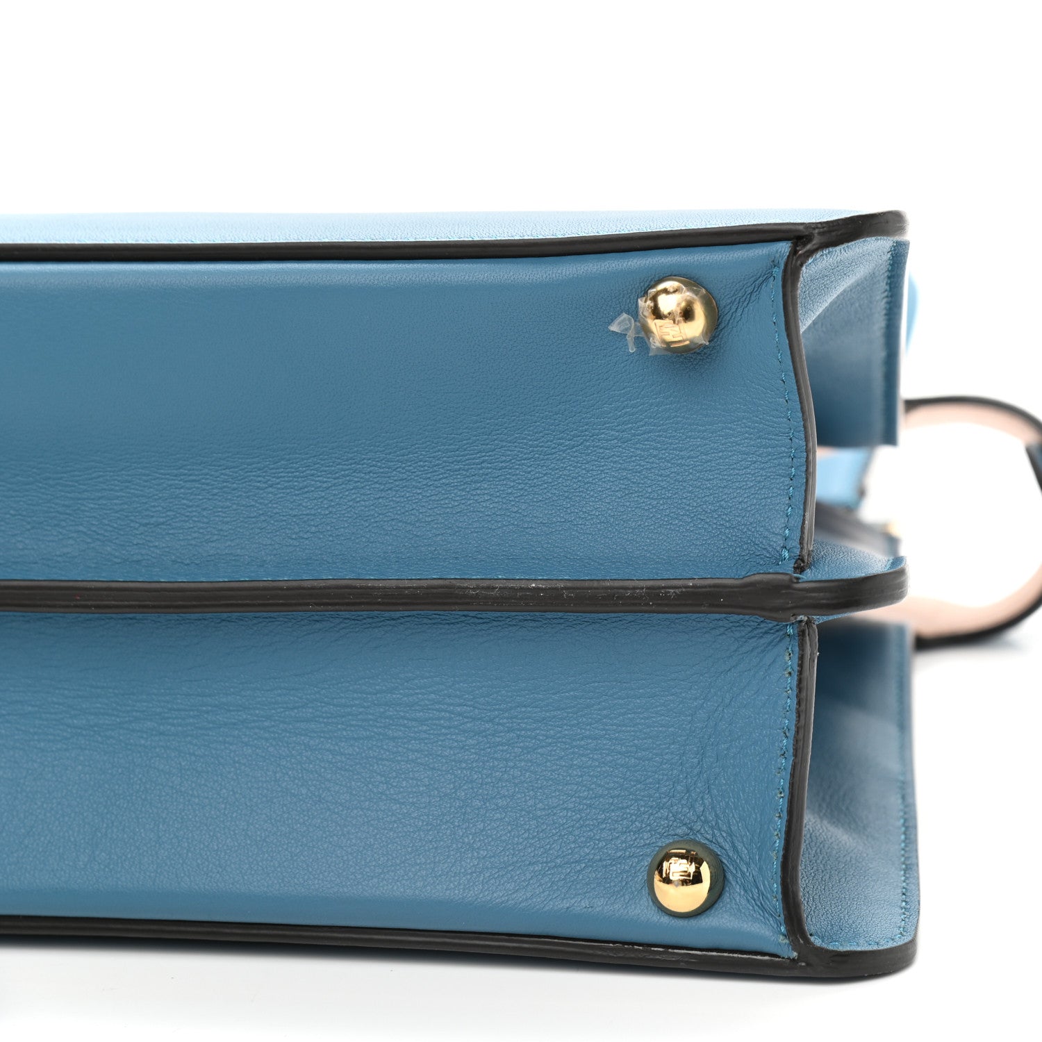 Fendi Vitello Seta Shiny Nappa Medium Peekaboo I SEE U Satchel Blue Velvet Light Rose 6 of 11