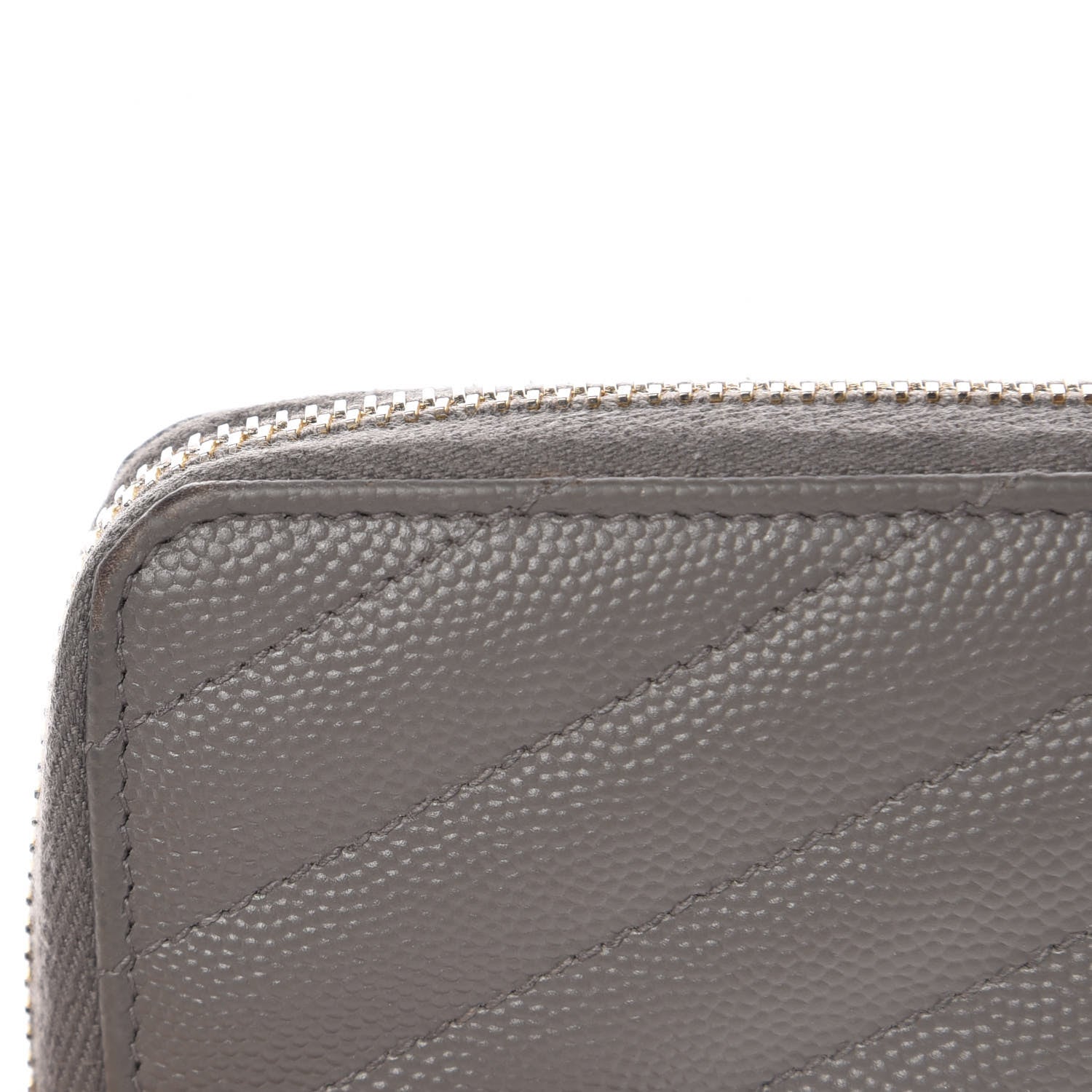 Saint Laurent Grain De Poudre Matelasse Chevron Monogram Zip Around Wallet Dark Anthracite 8 of 11
