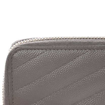 Saint Laurent Grain De Poudre Matelasse Chevron Monogram Zip Around Wallet Dark Anthracite 8 of 11