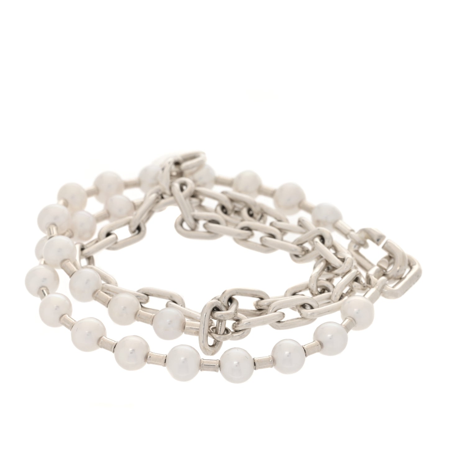 Sterling Silver Freshwater Cultured Pearl HardWear Lock Bracelet