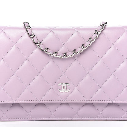 Chanel Lambskin Quilted Wallet On Chain WOC Light Purple 11 of 12