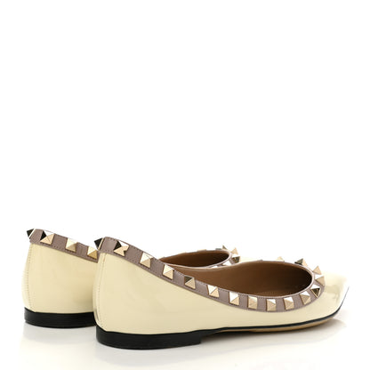 Valentino Garavani Patent Rockstud Ballerina Flats 35.5 Light Ivory Poudre 4 of 8