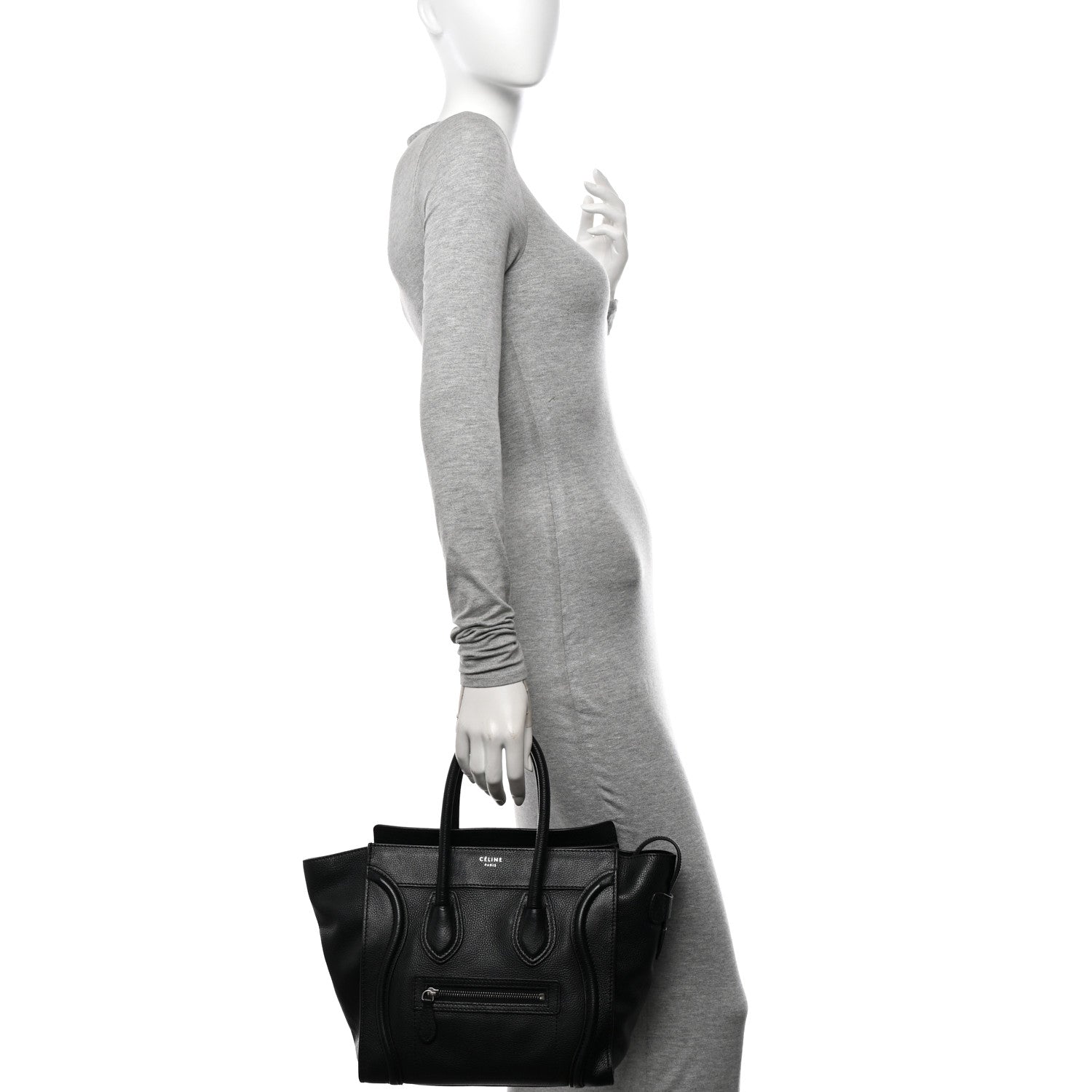 Celine Drummed Calfskin Micro Luggage Black 2 of 12