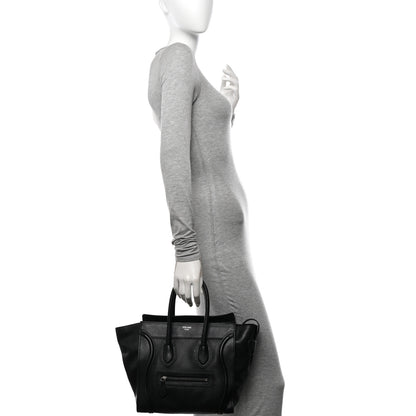 Celine Drummed Calfskin Micro Luggage Black 2 of 12