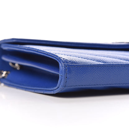 Saint Laurent Grain De Poudre Matelasse Chevron Monogram Chain Wallet Blue Majorelle 7 of 9
