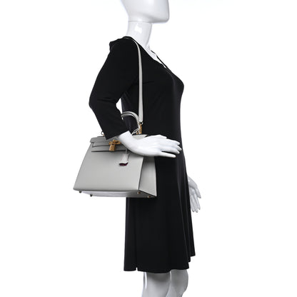 Hermes Chevre Mangalore Horseshoe Kelly Sellier 28 Gris Perle Rose Pourpre 2 of 11
