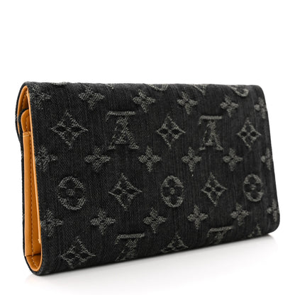 Louis Vuitton Denim Amelia Wallet Black 3 of 6