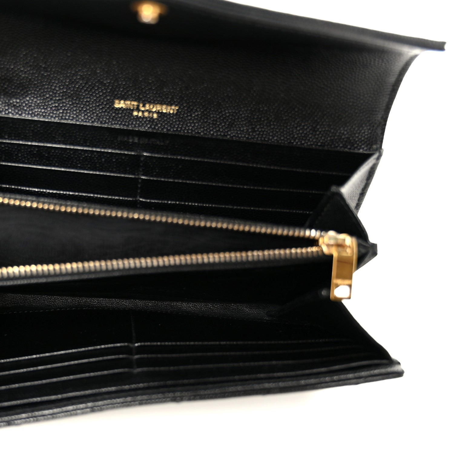 Saint Laurent Grain De Poudre Matelasse Chevron Monogram Flap Wallet Black 5 of 8