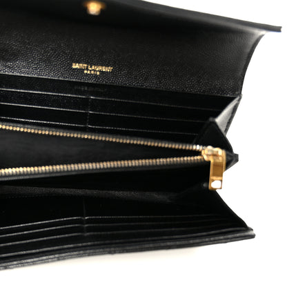 Saint Laurent Grain De Poudre Matelasse Chevron Monogram Flap Wallet Black 5 of 8