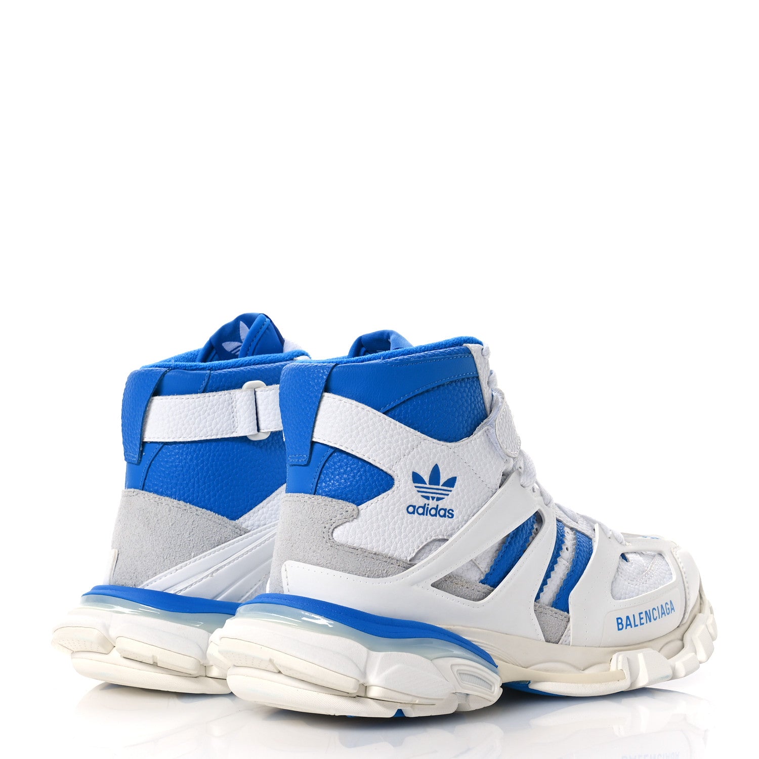 Balenciaga X ADIDAS Calfskin Fabric Mesh Womens Triple S High Top Sneakers 39 White Blue 5 of 8