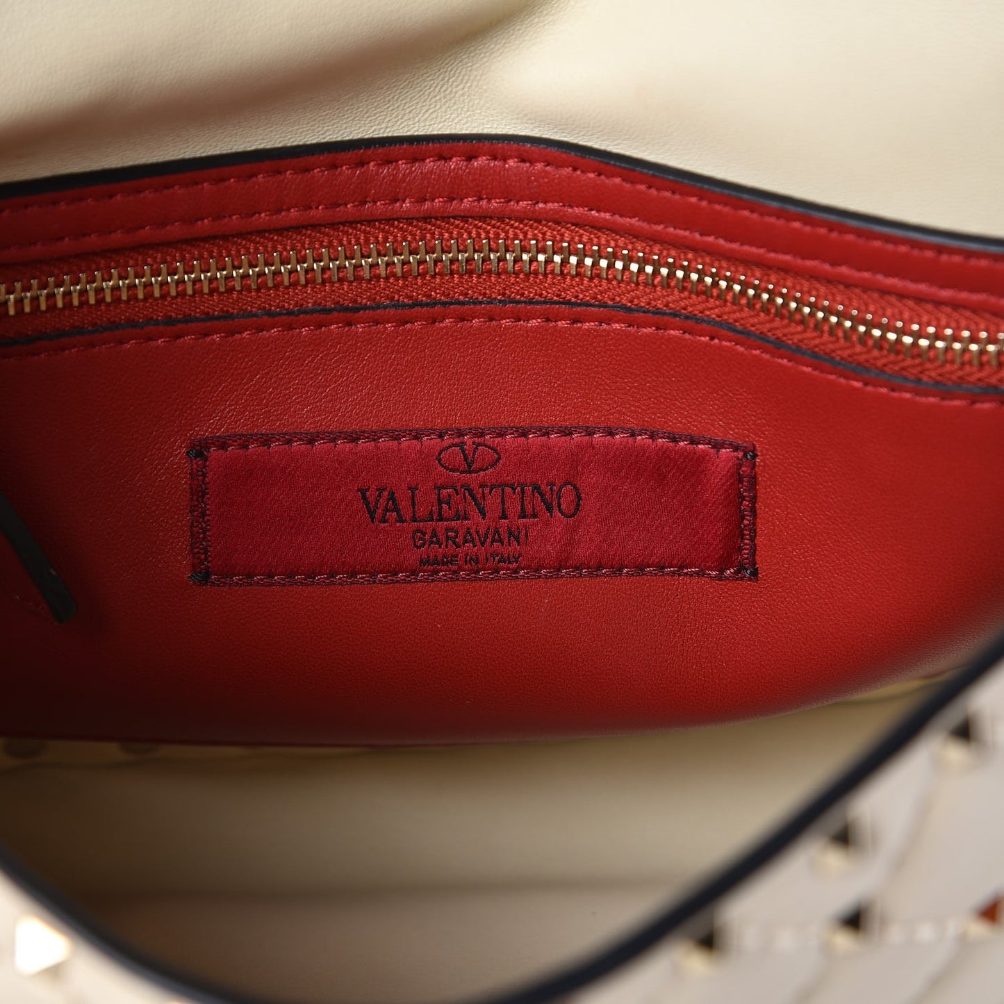 Nappa Medium Rockstud Spike Shoulder Bag Light Ivory