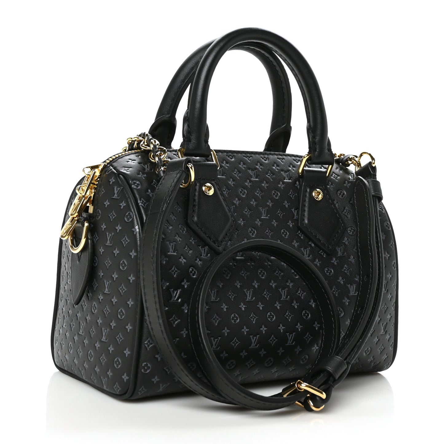 Calfskin Nanogram Embossed Speedy 20 Black