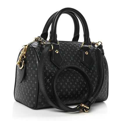 Louis Vuitton Calfskin Nanogram Embossed Speedy 20 Black 3 of 8