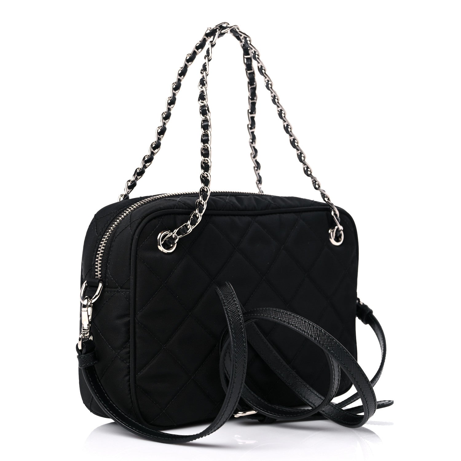 Prada Nylon Tessuto Impuntu Quilted Bandoliera Crossbody Bag Black 2 of 7