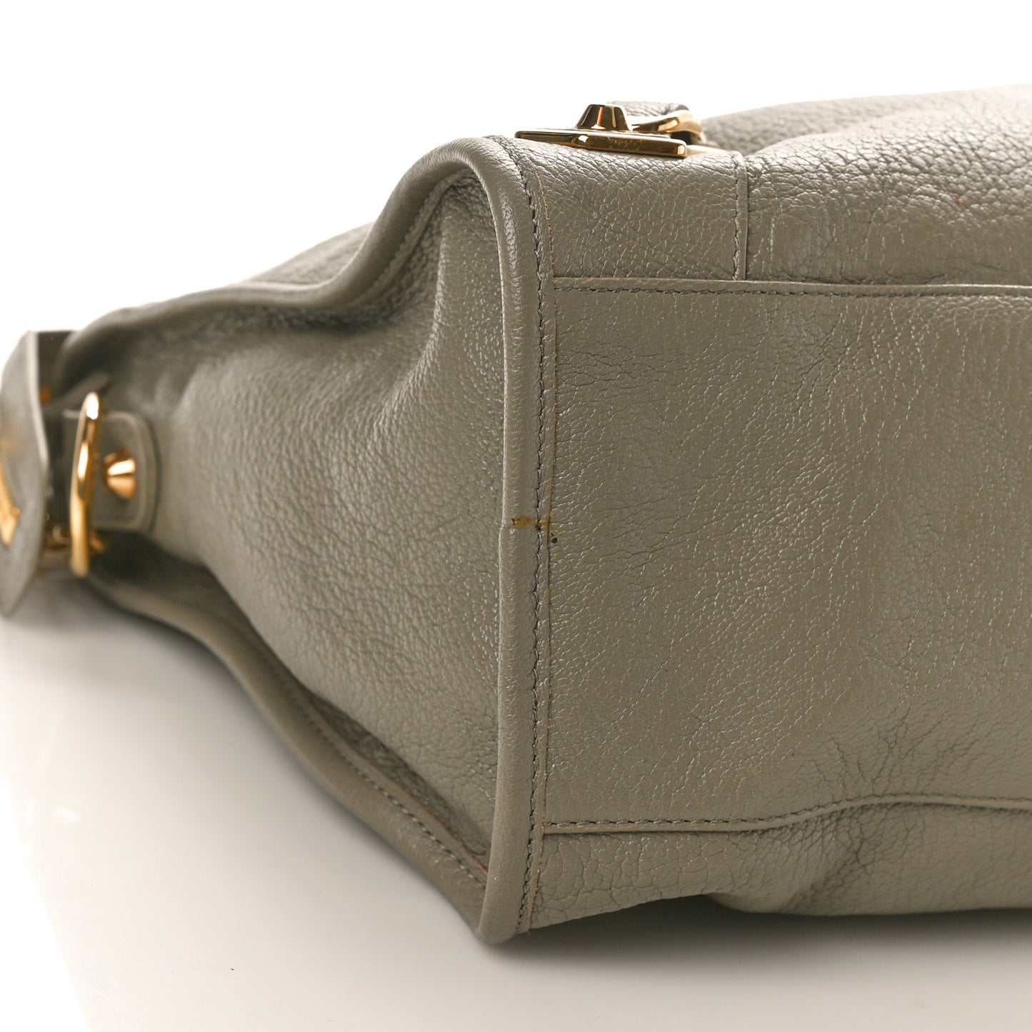 Chevre Gold Metallic Edge Hardware City Gris Taupe