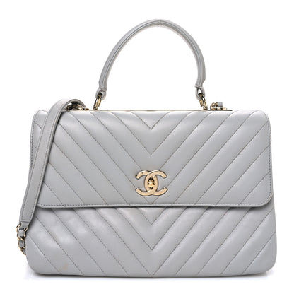 Chanel Lambskin Chevron Quilted Medium Trendy CC Dual Handle Flap Bag Grey 1 of 11