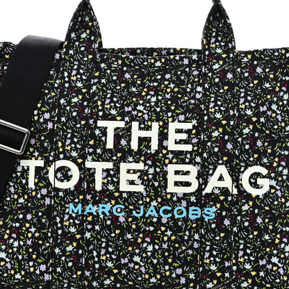 Marc Jacobs Cotton Canvas Floral Print Medium The Traveler Tote Bag Black 8 of 10
