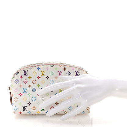 Louis Vuitton Monogram Multicolor Cosmetic Pouch White Litchi 2 of 6