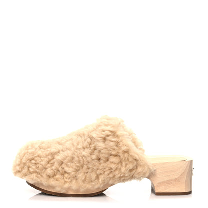 Chanel Shearling Lambskin Clogs 41 Beige 1 of 8