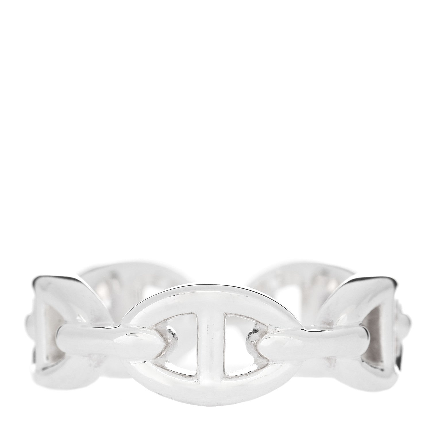 Hermes Sterling Silver PM Chaine d'Ancre Enchainee Band Ring 55 7.25 1 of 9