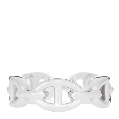 Hermes Sterling Silver PM Chaine d'Ancre Enchainee Band Ring 55 7.25 1 of 9