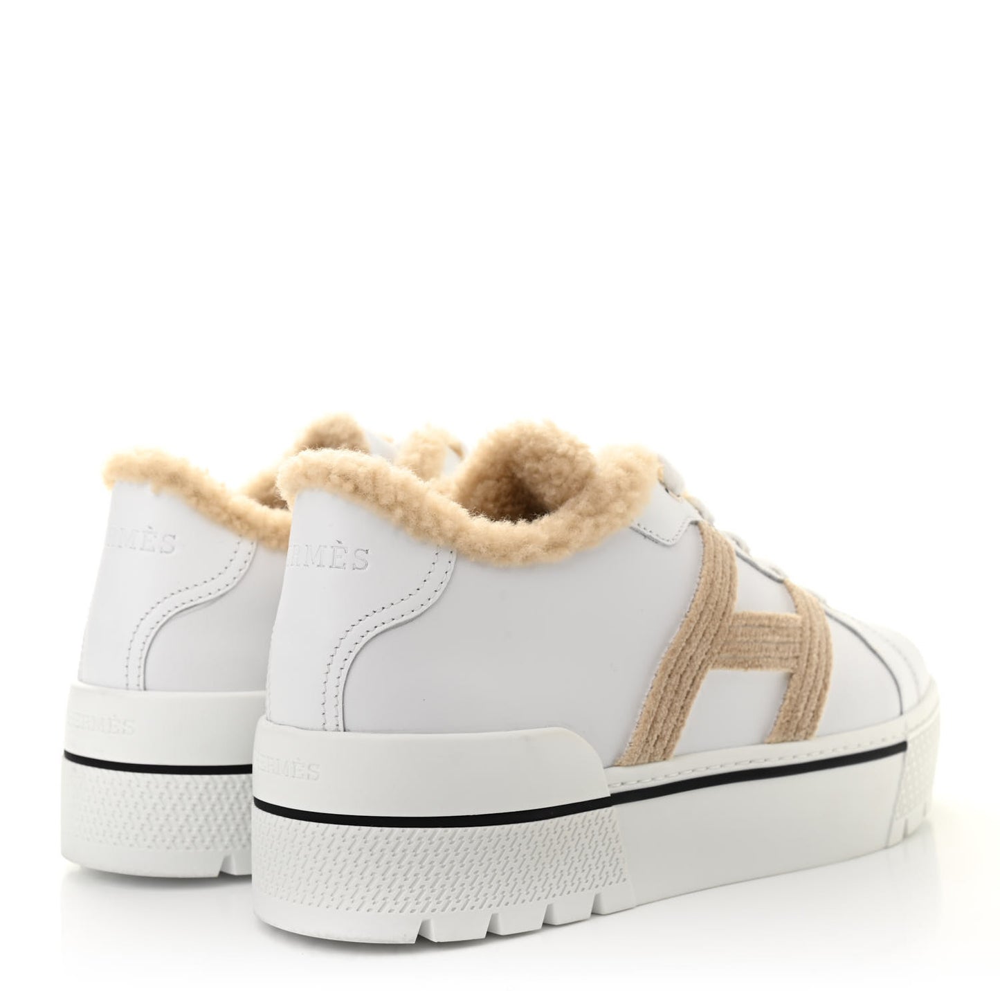 Calfskin Woolskin Dare Sneakers 39 White Ecru