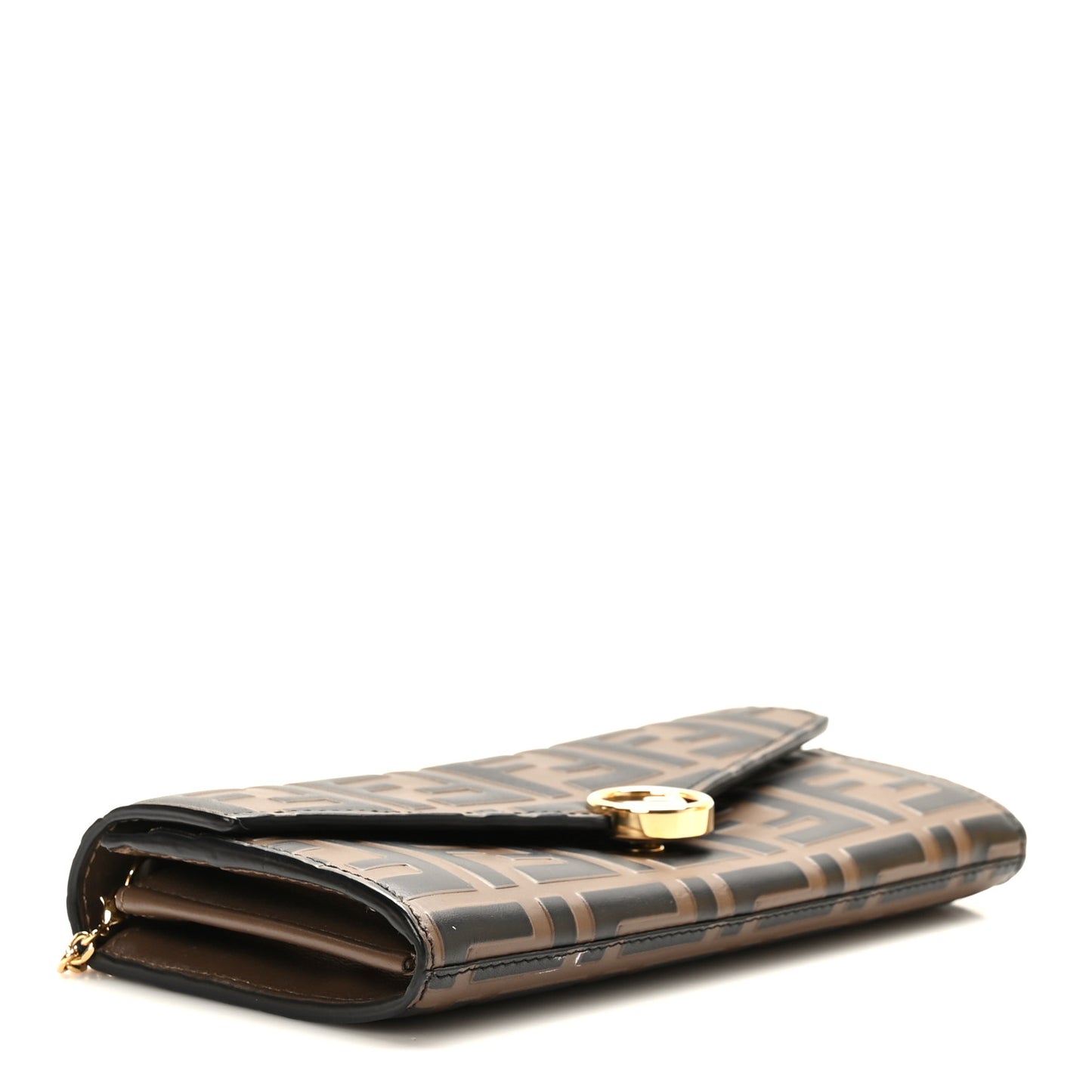 Vitello Soft F is Fendi Bi-Color FF 1974 Embossed Continental Envelope Wallet On Chain Maya Black
