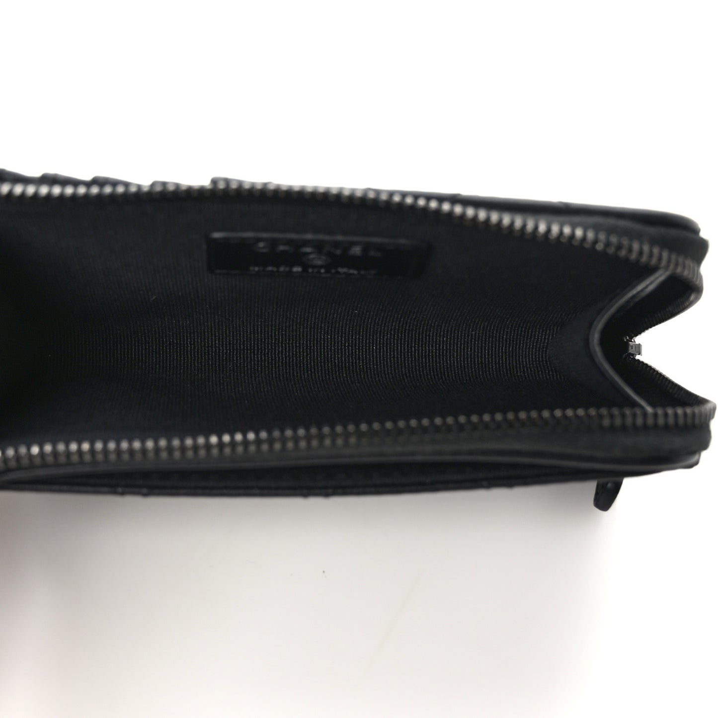 Lambskin Quilted Zip Card Holder So Black