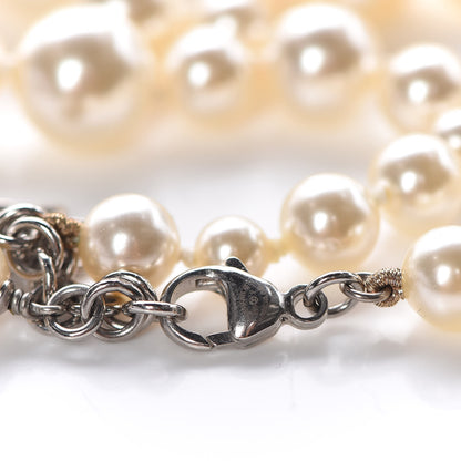 Chanel Crystal Pearl CC Long Necklace Silver 6 of 7