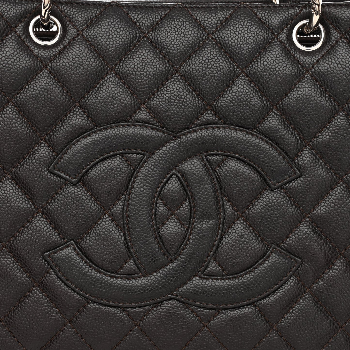 Caviar Quilted Grand Shopping Tote GST Dark Brown