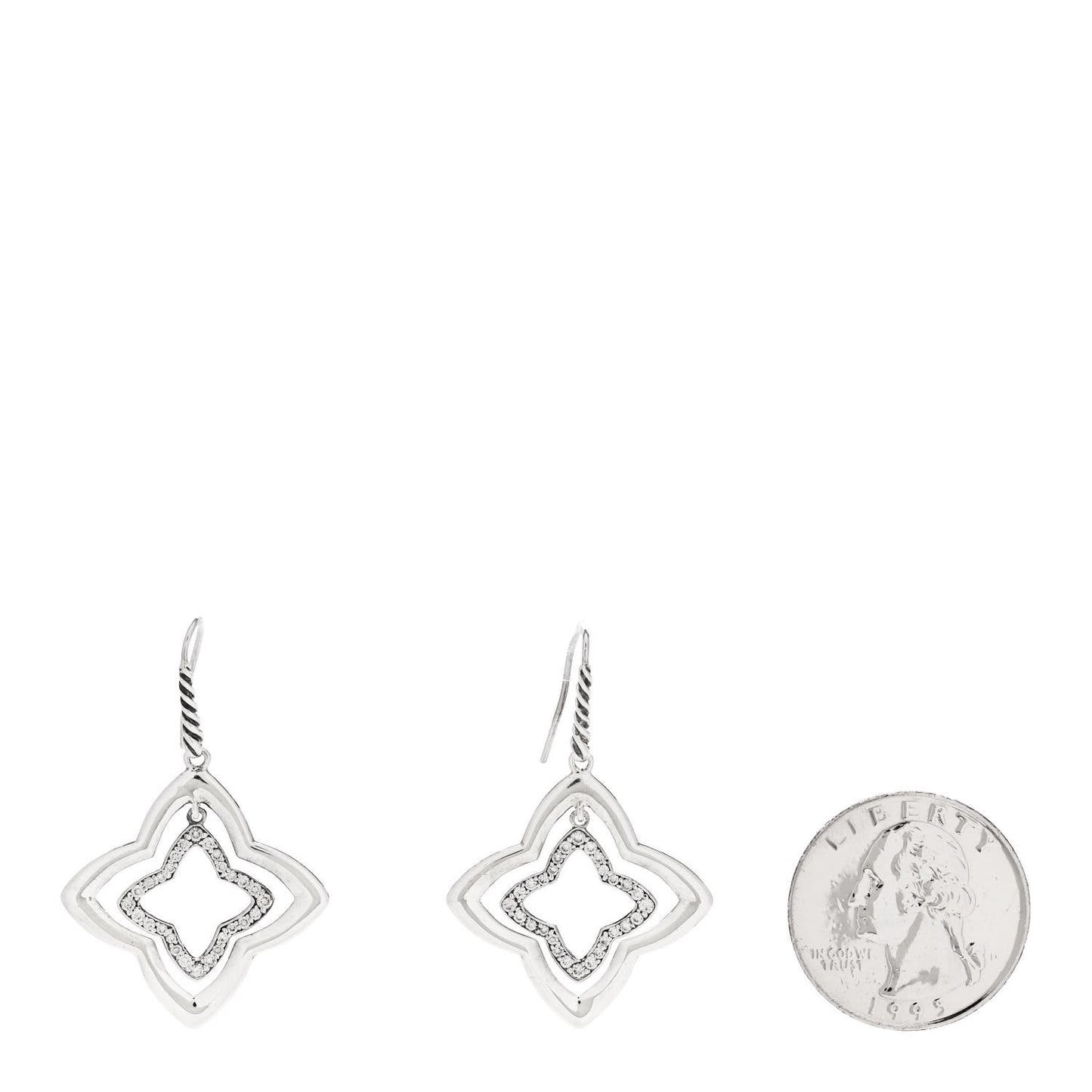 Sterling Silver Diamond Quatrefoil Earrings