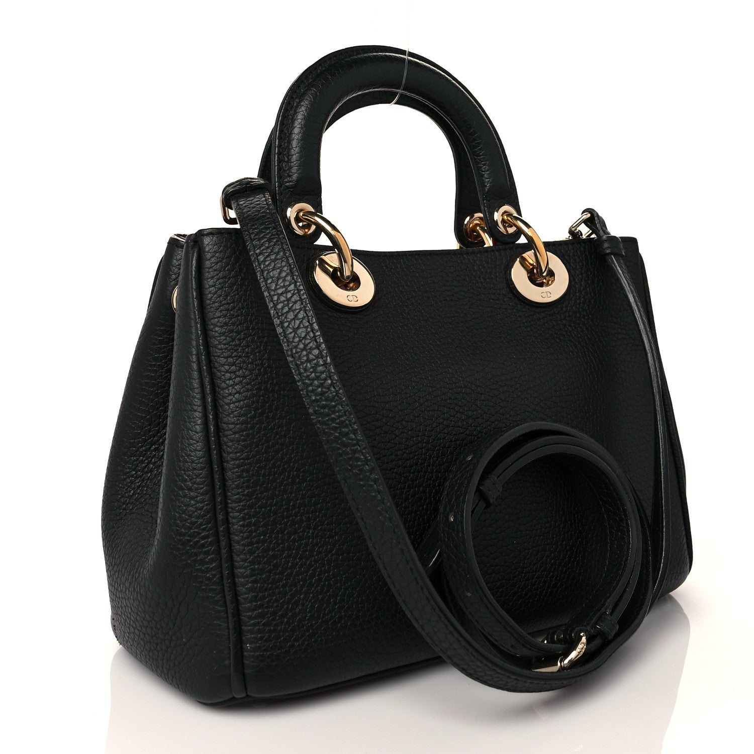 Christian Dior Bullcalf Small Diorissimo Tote Black Rose Indien 2 of 11