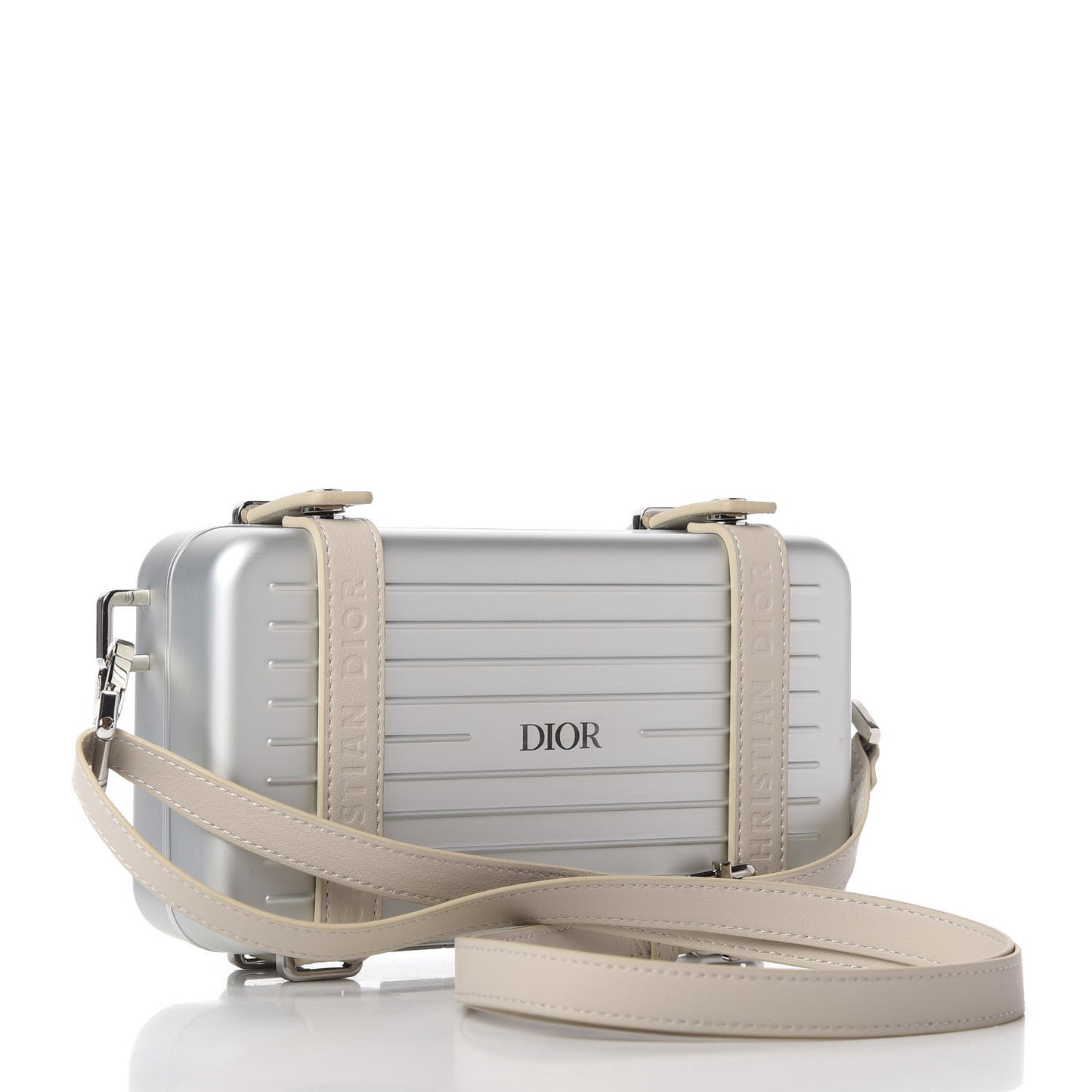 X RIMOWA Aluminum Personal Clutch On Strap Silver